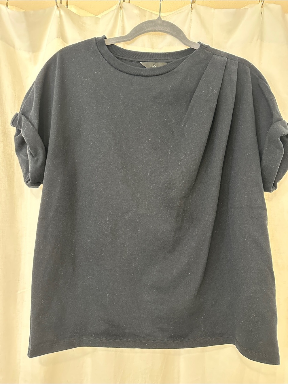 Banana Republic Black Short Sleeve Pleated Shoulder Tee